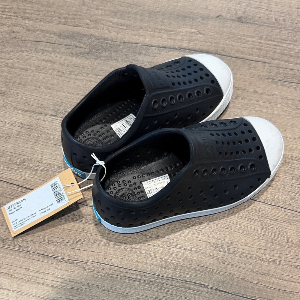 Native Kids Jefferson Slip-On Water Shoes in Black and White